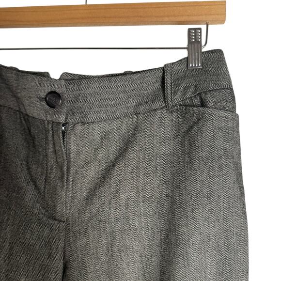 Ann Taylor LOFT Black White Herringbone Twill Wool Blend Wide Leg Trouser Pant 8 - Picture 5 of 7